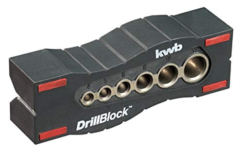 kwb Bohrhilfe / Bohrlehre Ø 44298 mm DrillBlock für rechtwinklige u.,präzise Bohrungen auf auf Oberflächen, Rundmaterialien und Kanten inkl. Grip-Points