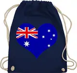 Turnbeutel Rucksack - Länder Fahnen und Flaggen - Herz Australien - Unisize - Navy Blau - country australier sportbeutel stadt flagge baumwollrucksack städte beutelrucksack bags stoffbeutel tasche