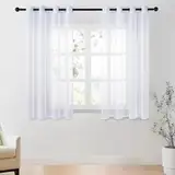 CUTEWIND Gardinen mit Ösen Kurz Fenster Gardinen Weiss Transparent Ösenvorhang Gardine Küche Vorhang Weiß Durchsichtig für Schlafzimmer Wohnzimmer 2er Set, 137 cm Lang, 140 cm Breit