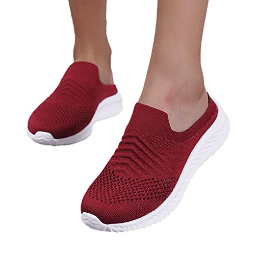 Fannyfuny Damen Plateau Sneaker Sportlich Stahlkappenschuhe rutschfeste Lässige Slip On Walkingschuhe Straßenlaufschuhe Atmungsaktive Casual Große Größe Für Sport Trekking Workout