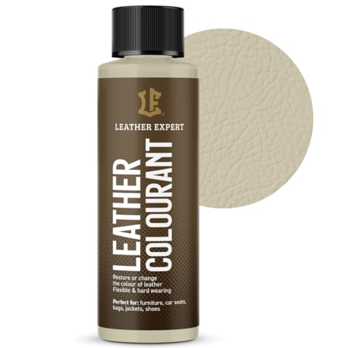 Sehr Deckend Wasser Lederfarbe Alte Sahne - 50 ml Leather Paint für Natur und ÖkoLeder - Leather Dye Ohne Alkohol für alle Lederaccessoires - Reißt oder Blättert Nicht ab