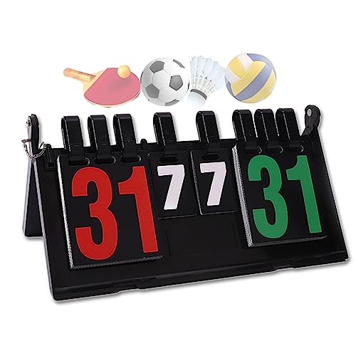 WishesMar 4-Stellig Tragbare Flip Anzeigetafel 4 Ziffern Kerbe Zähltafel Wettkämpfe Sportanzeigetafel Punktetafel Punktezähler für Badminton Volleyball Tischtennis Fußball Boxen #D