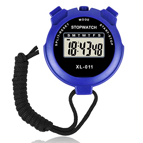 Vicloon Digital Sport Stoppuhr Timer, Digitale Stoppuhr mit Großem Display, Sport Stoppuhren mit Wecker, Kalender, Woche, für Trainer, Schiedsrichter, Basketball, Laufen, Schwimmen(Blau)