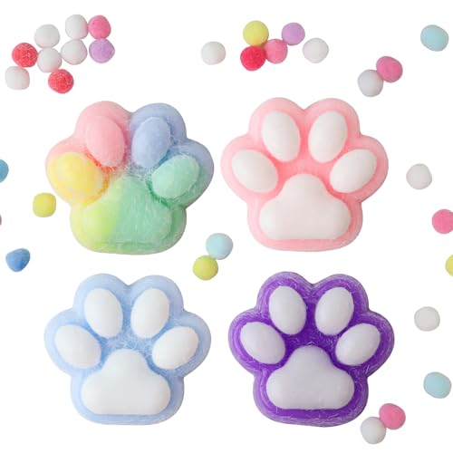 4 Stück Taba Squishy Cat, Squishy Toy Squishy Cat Paw, Fufu Squishy für Stressabbau, Squeeze Toy Squishy Pfote, Süße Weiche Katzenpfoten, Squeeze Spielzeug, Katzenpfoten Squishy für Kinder Erwachsene