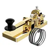 CW Telegraph Key - Heavy Duty Stainless Steel Classical Morse Code Key, Shortwave Radio Ham Send Telegram Practice Oszillator Straight Key (Gold)