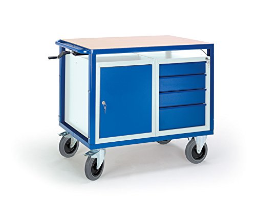 Rollcart Tischwagen 2 Ladeflächen höhenverstellbar Stahl-Schubladenschrank, 1090 x 700 mm, 07-4307 / H