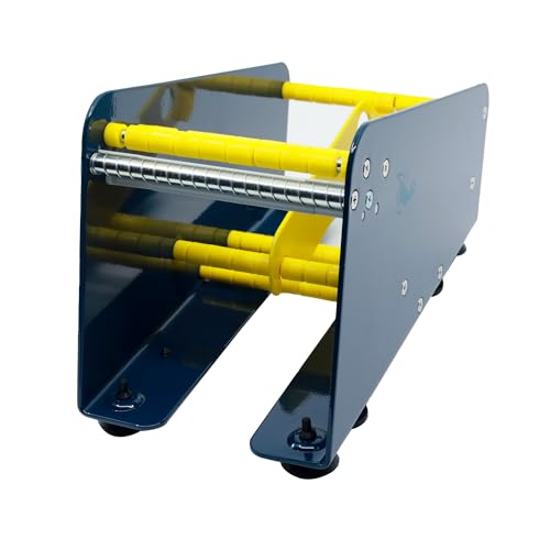 KLEBASTO Etikettenspender | Manuelles Tischgerät für einseitige & doppelseitige Klebepunkte, Etiketten | Robust aus Stahl | Labelspender (113 mm breit | mit Rollentrenner)