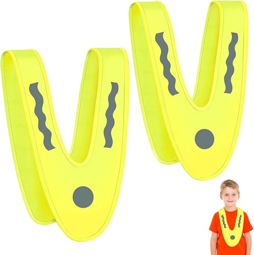 SHOWHEEL Leichte Warnwesten Kinder, 2PCS V-Form Signalkragen,Reflektorweste Kinder,Sicherheitsweste für Kinder,Warnschutzweste Kinder, Zur Sicherheit der Kinder-Waschbar Kostüm Zubehör