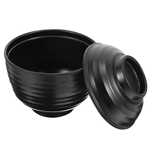 1pc Pasta Deckel Restaurant Haushalt Praktische Nachahmung japanischer dampfender Salat Schwarz mit Suppentopf: Stil Behälter Tasse Donburi Nudeltopf Kochgeschirr Deckel Eintopf Pudding Servieren