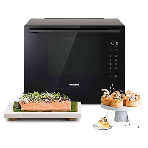 Panasonic NN-CS88LBEPG | 4-in-1-Kombi-Dampfofen, 31 l, Inverter, Drehheizung auf 30-230 °C, Flachgrill 1300 W, Mikrowelle 1000 W, Dampf 1300 W, feste Oberseite, Schwarz — Version FR