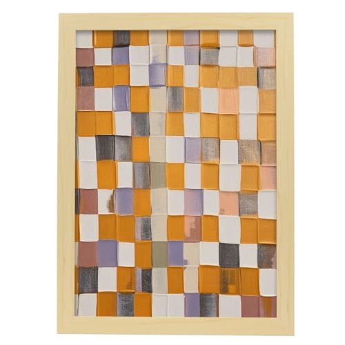 Nacnic Handwerksmuster Blatt. In Mosaikmalerei Poster. Ästhetische dekorative Gemälde für Ihr Wohnzimmer, Schlafzimmer, Zuhause Größen A3 mit Lichtholzrahmen