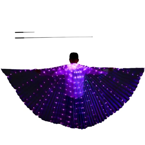 LED WINGS Safe flexible, beleuchtete Flügel mit 2 Lichtmodi mehrfarbige Lichtflügel mit teleskopischen Stöcken Charming Glow Belly Dance Wings LED Halloween Kostüme Wings für Erwachsene Kinderbühne Sh