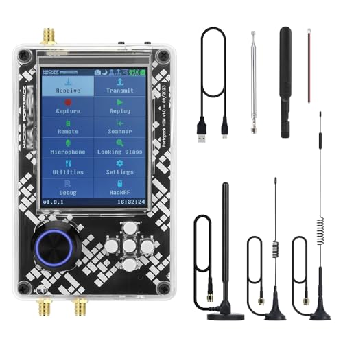 Hamgeek HackRF One R9 V2.0.2 SDR Radio und PortaPackH2M Inklusive 5 Antennen und USB Kabel, Kunststoffschale montiert