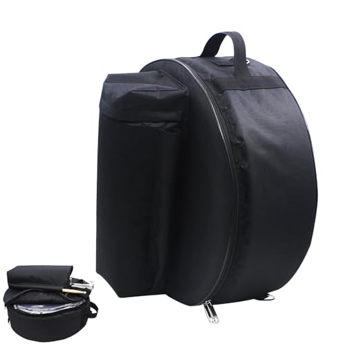 14 Zoll Snare Drum Bag, Wasserdicht Gepolsterte Snare Drum Cases mit Rucksack für Zubehör, Abnehmbare Schultergurte Protable Drum Case (Schwarz, 17,5 x 17,5 x 6,7 Zoll （14-Zoll-Schlagzeug）)