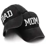 Hiwelove Mama und Papa Hüte Vatertag Mama Papa Geschenke Hut Bestickte Verstellbare Baseballkappen Geschenk für Paare Eltern, Schwarzer Mütter und schwarzer Papa-Hut, Einheitsgröße