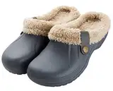 CELANDA Clogs Gefüttert Damen Herren Warm Hausschuhe wasserdichte Gartenclogs mit Fell Frauen Geschlossen Lined Clogs Winter Plüsch Pantoletten Grau 39/40 EU