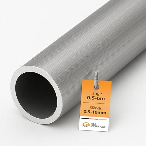 Alu-Verkauf® Aluminium Rundrohr - Durchmesser 22mm - Wandstärke 1.5mm - Längen individuell wählbar - Präzises Alurohr für Modellbau, DIY und Werkstatt - Hochwertig & leicht - Für Heimwerker und Profis