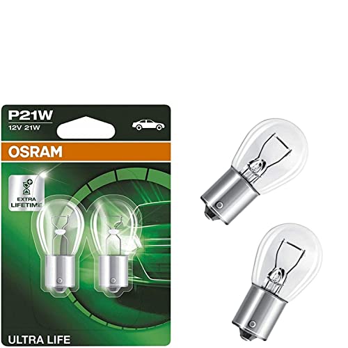 2x Osram P21W 12V BA15s 7506ULT-02B Extra Lifetime Weiß Tagfahrlicht Rücklicht Bremslicht Hecklicht Ersatz Halogen Auto Lampe E-geprüft