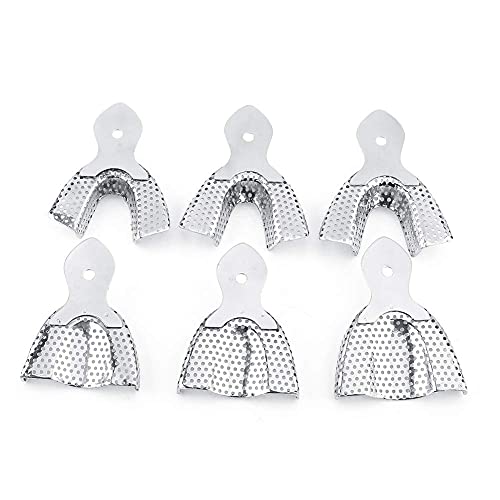 Zahntabletts, Zahnabdruck-Tablett, Dental Tabletts - 6Pcs Edelstahl Dental Autoklavierbar Dental Abformlöffel Upper & Lower, Einführung von Pasteurisierung, Hochtemperatur- und Hochdruckdesinfektion