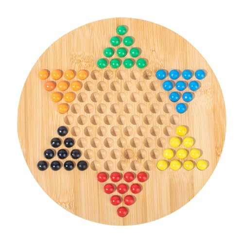 Sechseckige Schachbrettplatte aus Holz, Spielset „Chinesische Dame“,Sechseckiges Glasperlen-Dame-Spiel - Dame-Tischspiel, Brettspiele für Freunde und Familie