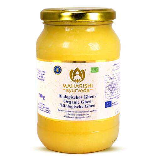 Maharishi Ayurveda Bio Ghee, Gheebutter,Butterfett | Laktose-, zucker und glutenfrei zum Kochen, Braten und Backen | 500 g | 1er Pack