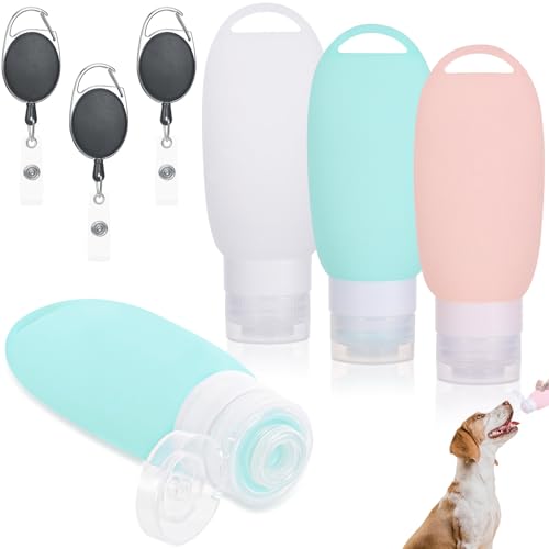 3Stück Futtertube Zum Befüllen Hund, 90ML Silikon Reiseflaschen Zum Befüllen, Futtertube Hund Befüllbar mit Ausziehbarer Haken, Wiederverwendbar Leberwurst Hunde Tube für Hundetraining als Belohnung
