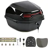 35L Motorrad Topcase für Roller Motorradkoffer Heckkoffer Kofferraum mit Rückenlehne Abschließbar Universal Wasserdicht Motorräder Heckbox für Moped/Mofa/Motorroller/Motorcycle,Schwarz,16*16*11in