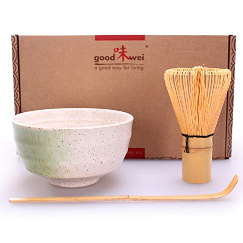 Goodwei Japanisches Matcha-Set, 3-teilig (Shiro), Keramik, 180 ml