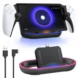 FYOUNG Ladestation für Playstation Portal Remote Player mit Lichteffekt, Ladeständer für PS Portal with Typc-C Kabel, Zubehör Ladegerät für PS5 Portable (Schwarz)