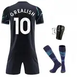 ASKAWTE 23/24 Manchester - Harland De Bruyne Grealish-Trikot für Kinder Fußball Trikot Fußballtrikot Kinder Shorts und Socken Fussball Set (23/24Away-Grealish10,4XS)