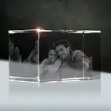 3Dglas Glas Portrait von deiner Vorlage (2D)| Größe: 90x60x60mm (medium) | Form: Quader