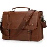 RAINSMORE Aktentasche Herren Wasserdicht Umhängetasche Laptoptasche 17,3 Zoll Messenger Bag Vintage Arbeitstasche Männer für Geschäft Arbeit Schule Braun