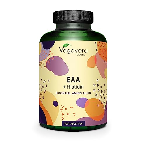 EAA Tabletten Vegavero® | 100% NATÜRLICH – nicht synthetisch | Alle 8 EAAs inkl. BCAA (2:1:1) + Histidin | Vegan | 1000 mg Aminosäuren pro Tablette | Ohne Zusätze | 300 Tabletten