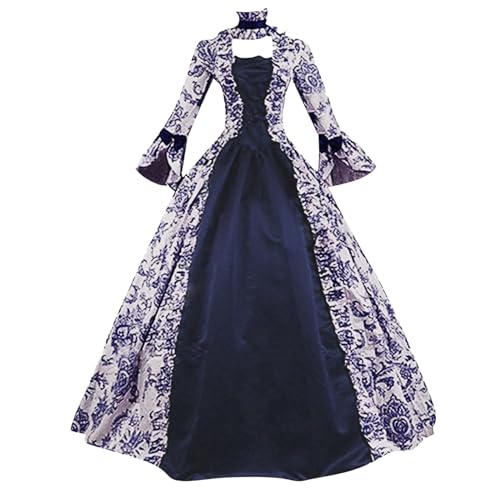 Halloween Kostüm Damen Kleider Cosplay Renaissance Kleid Kostüm Im A-Linien Schwingendes Goth-Kleid Für Cosplay Und Halloween Hexenkostüm Karnevalkostüm Gothic Kleid Damen Schwarz