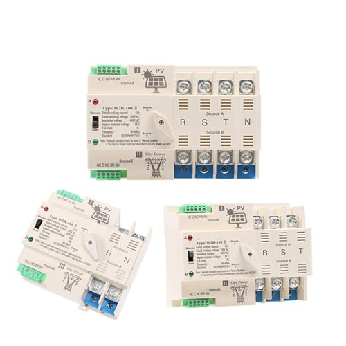 On-Grid Solar Dual Power Automatischer Transferschalter 2P 3P 4P 63A 100A 110V 220V ATS PV zu Stadtstrom KEINE Unterbrechung 1St(Size:PV ATS 220V,Color:3P 63A)