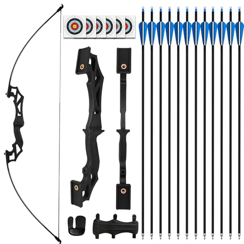 REAWOW Bogenschießen 30lbs Recurve Bogen Pfeil Und Bogen Set 30Lbs Übungspfeile Zielübungen Outdoor Sport