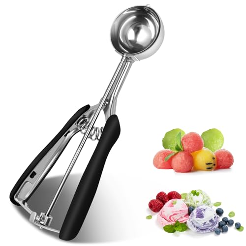 Lifhety Eisportionierer Edelstahl 304, 5cm Eislöffel Portionierer mit Auslöser, Groß Eiskugelportionierer für Eiscreme und Backen, Eiscremelöffel Poliert