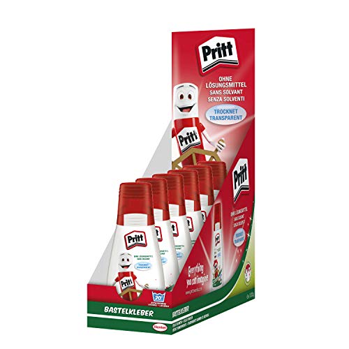 Pritt Bastelkleber, transparent trocknender Alleskleber für Zuhause, Schule oder Büro, weißer Bastelkleber für Kinder, 6-er Pack (6x100g)