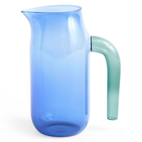 HAY Jug XL Krug aus Glas in der Farbe Blau mit einem Volumen von 1,5L, Größe: 19 x H26,7 cm, AB428-A604-AB96