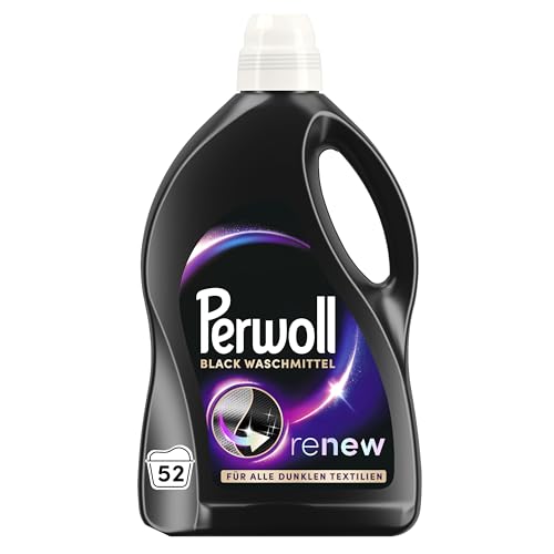 Perwoll Renew Black Waschmittel (52 Waschladungen), Feinwaschmittel reinigt sanft und erneuert dunkle Farben und Fasern, für alle dunklen Textilien, mit Dreifach-Renew-Technologie