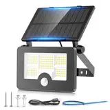 OHAYORI Solarlampen für Außen mit Bewegungsmelder, 122 LED 4 Modi Solar Strahler, USB Aufladbare Solarleuchte Zaunlicht, 2200mAh Akku IP65 Wasserdichte Solar Wandleuchte für Garten Außenbereich