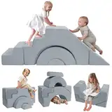 MeMoreCool Kindersofa Spielsofa, Modulares Schaumstoff Bausteine-Sofa, Baby-Schlafsofa zum Klettern und Krabbeln, Softbausteine für Kinderzimmer oder Spielzimmer, Mini Sofa mit Rutsche und Treppe