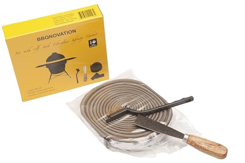 BBQNovation Ersatzdichtung Set für Keramikgrills aus Selbstklebendem Fiberglas. Enthält 2 x 2 Meter Fiberglas, Schaber, Bürste und 2 Verbindungsstücke