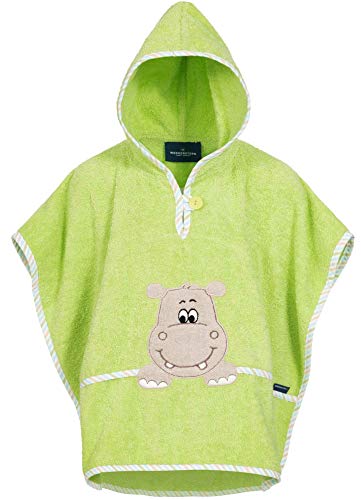 Morgenstern Badeponcho Kinder Baby Mädchen Jungen 100% Baumwolle OEKO-TEX Babybadetuch Kapuzenhandtuch Bademantel Frottee Hippo