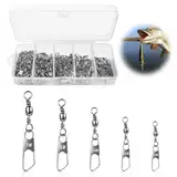 100 Stück Angelwirbel Angeln Barrel Wirbel mit Kugellagerwirbel, Edelstahl Lure Stecker Wirbel, Angeln Drehgelenk, Interlock Snap Fischköder Wirbelkarabiner Angeln Getriebe Zubehör 7# 8# 10# 12# 14#