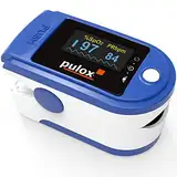 Pulsoximeter Pulox PO-200A Solo mit Alarm und Pulston in Blau für die Messung von Puls, Sauerstoffsättigung und PI am Finger