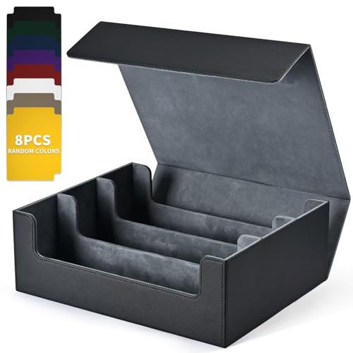 UAONO Sammelkarten-Aufbewahrungsboxen für 1800+ Karten, Premium Magnetic Deck Boxen, Leather Deck Case mit Trennwänden, Spielkarten Deck Boxe für TCG Magic the Gathering YuGiOh Karten (Schwarz)