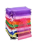 Carehabi - 100 Stück Organzasäckchen, Organzabeutel Bunt, 10 x 15CM, Geschenkbeutel Organza, Schmuckbeutel, Hochzeit-Säckchen, Lavendelsäckchen-Säckchen, Hochzeitsbevorzugung, Festivalparty