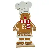 WB wohn trends Lebkuchen-Bäcker Figur Weihnachts-Deko, groß 30x16x4,5cm, Filz Holz braun weiß rot