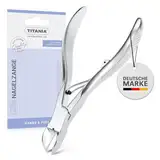 TITANIA Extra scharfe Profi Nagelzange (10,5 cm) • Starke Nagelschere für Maniküre & Pediküre • Stainless Steel Nagelschneider für dicke Nägel • Speziell für starke Fußnägel